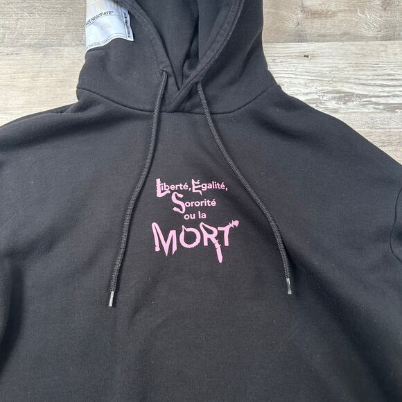 Cheap Monday Black Hoodie XS Graphic Print Slogan Punk Sweatshirt Gothcore - Picture 2 of 9